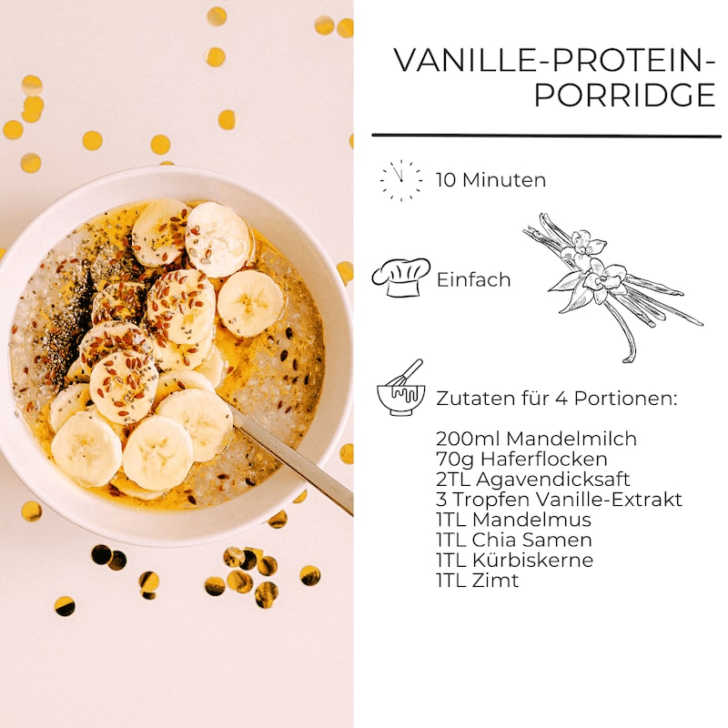 Zutatenliste für Vanille-Protein-Porridge
