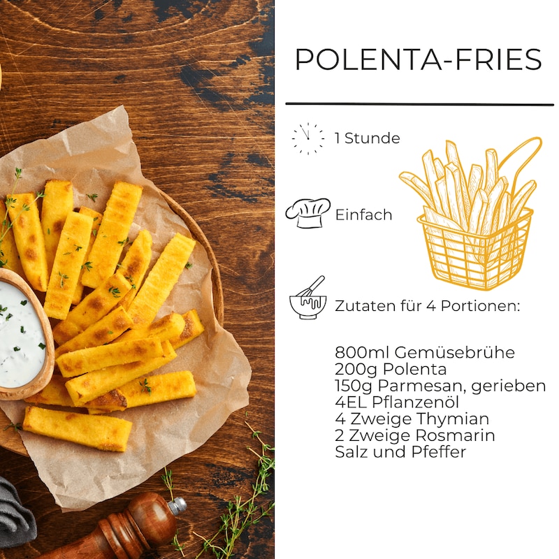 Zutatenliste für Polenta-Fries