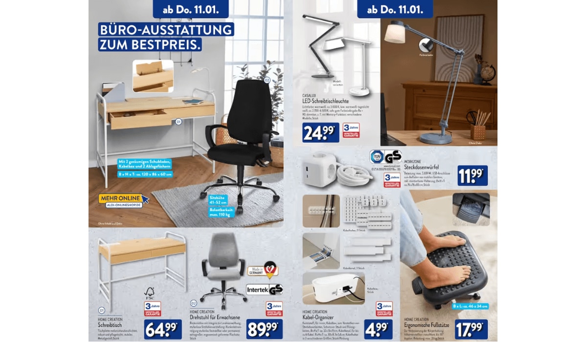 Neue Büroausstattung im Aldi Nord Prospekt