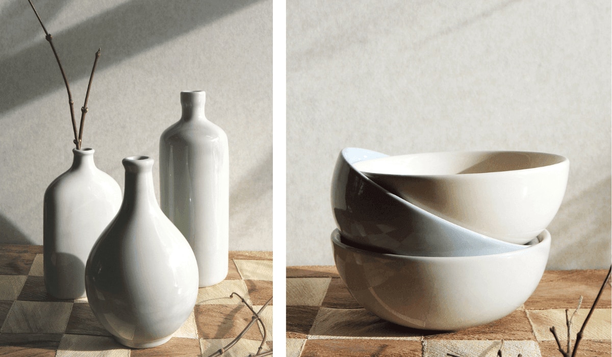 Vasen & Geschirr mit glänzender Oberfläche