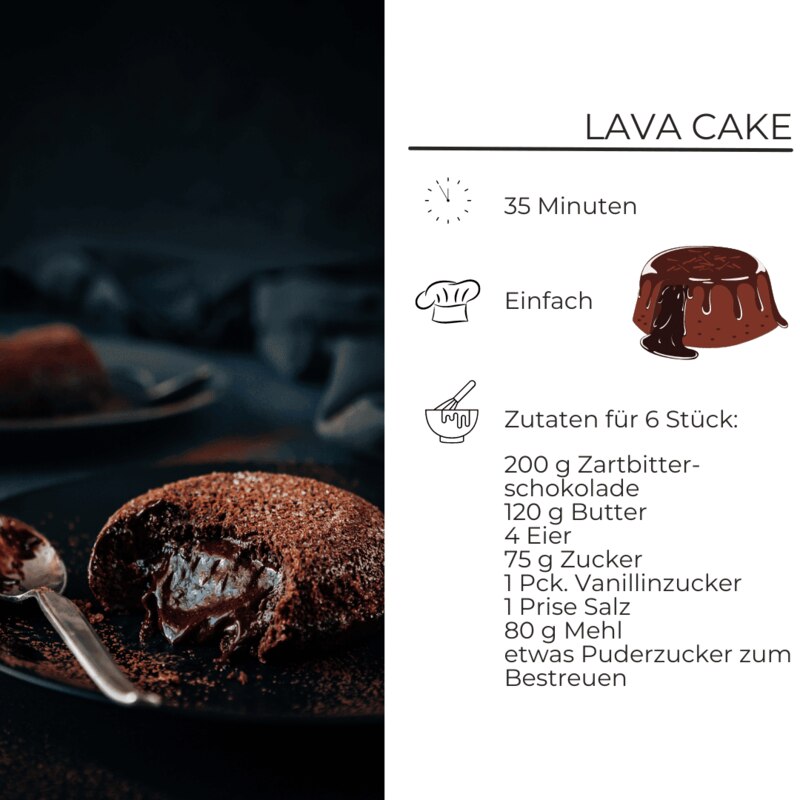 Zutatenliste für Lava Cake