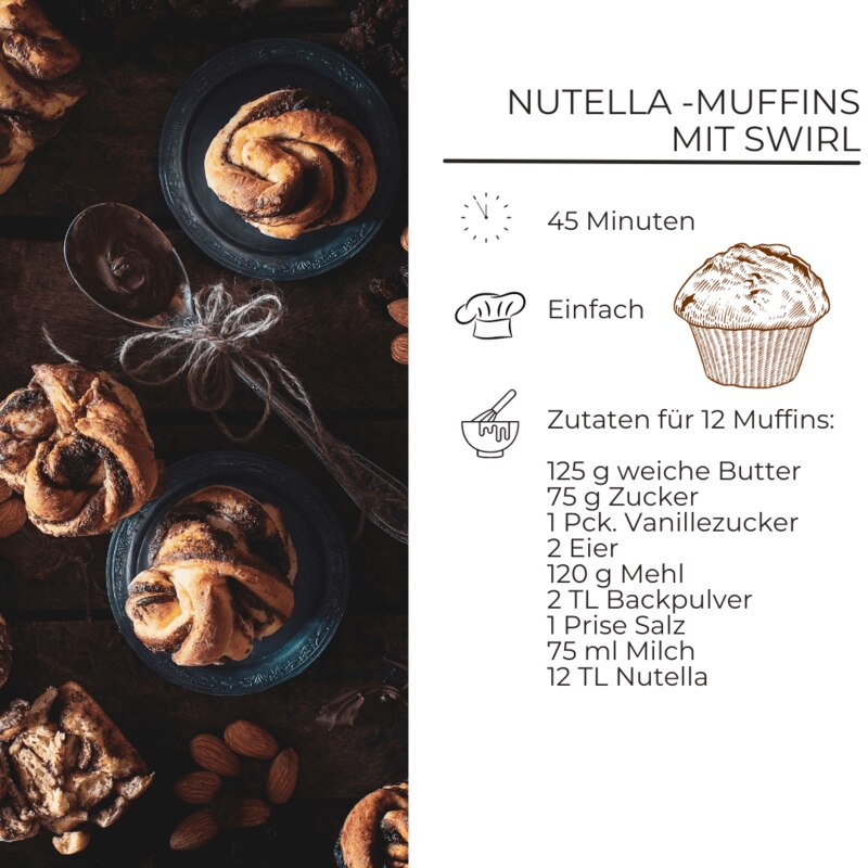 Zutatenliste für Nutella-Muffins mit Swirl