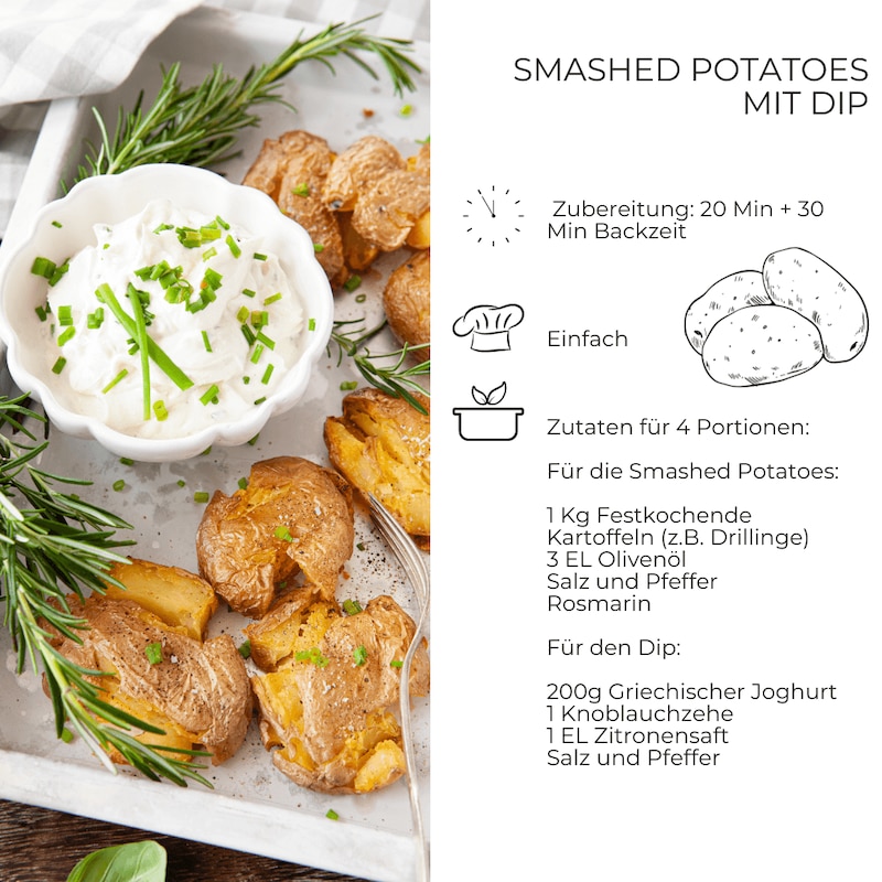 smashed potatoes mit dip