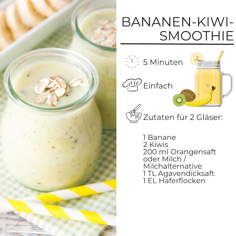 Zutaten für Bananen-Kiwi-Smoothie