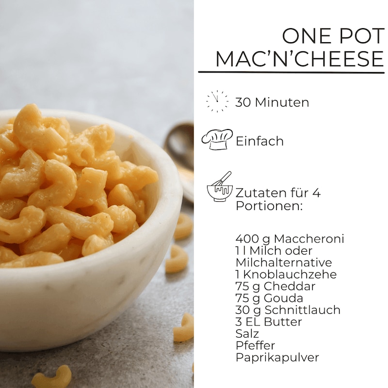 Zutatenliste Mac n Cheese