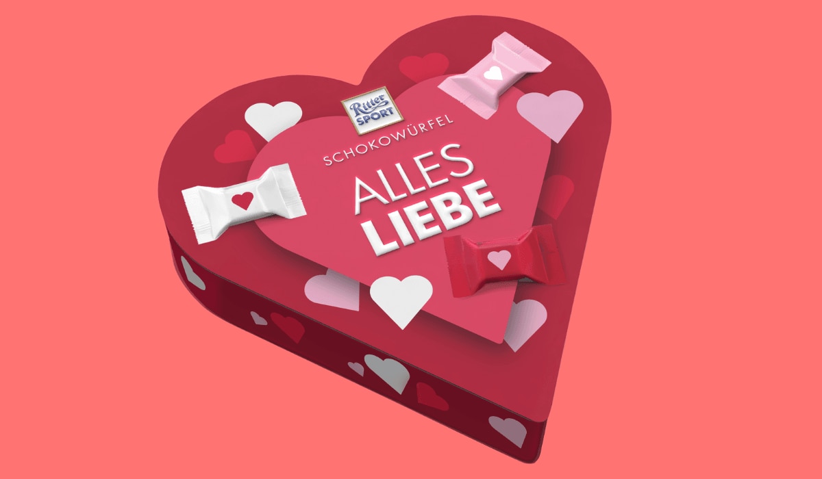 Ritter Sport Limited Edition Schokowürfel Herz Valentinstag 2024