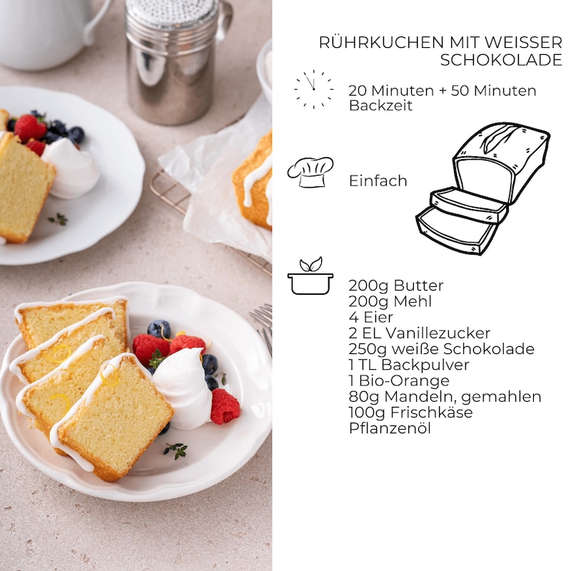 rührkuchen mit weisser schokolade