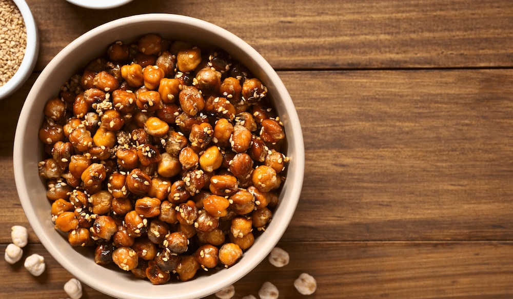 Süß-Salzige Kichererbsen Snacks mit Sesam aus dem Airfryer