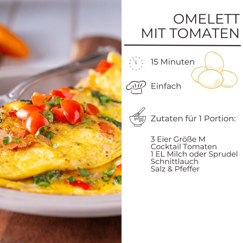 Omelett mit Tomaten mit Schnittlauch