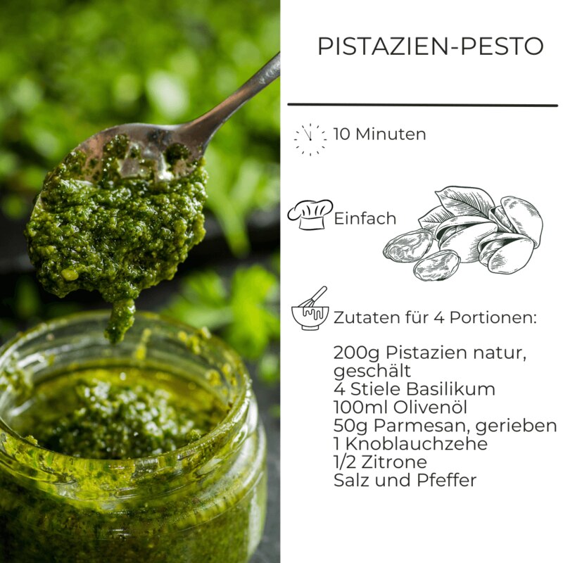 Zutatenliste für Pistazien-Pesto