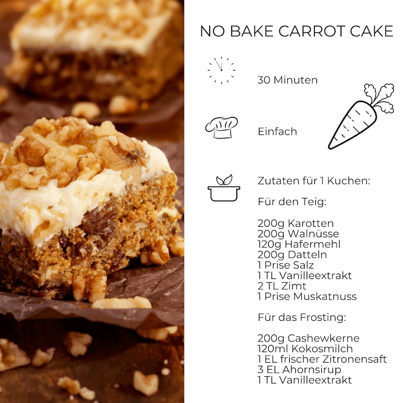 no bake carrot cake Zutatenliste