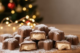 kinder bueno festive treats serviert auf einer Holzplatte