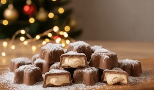 kinder bueno festive treats serviert auf einer Holzplatte