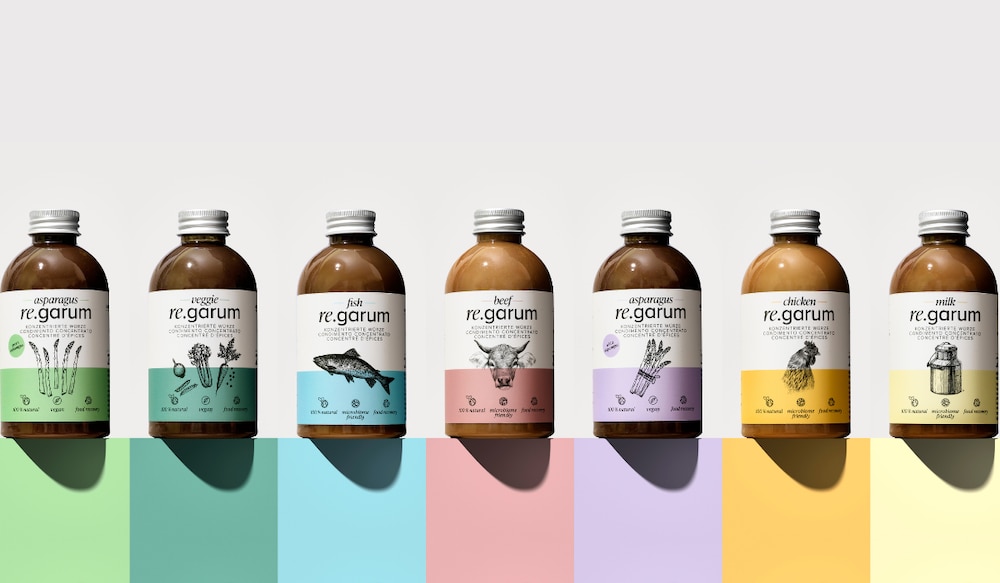 re.garum Produkte aufgereiht