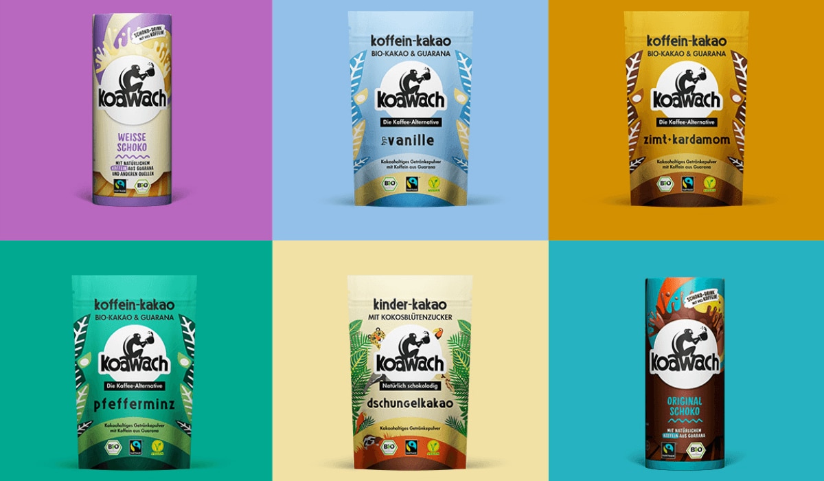 unterschiedliche Produkte von koawach vor buntem Hintergrund
