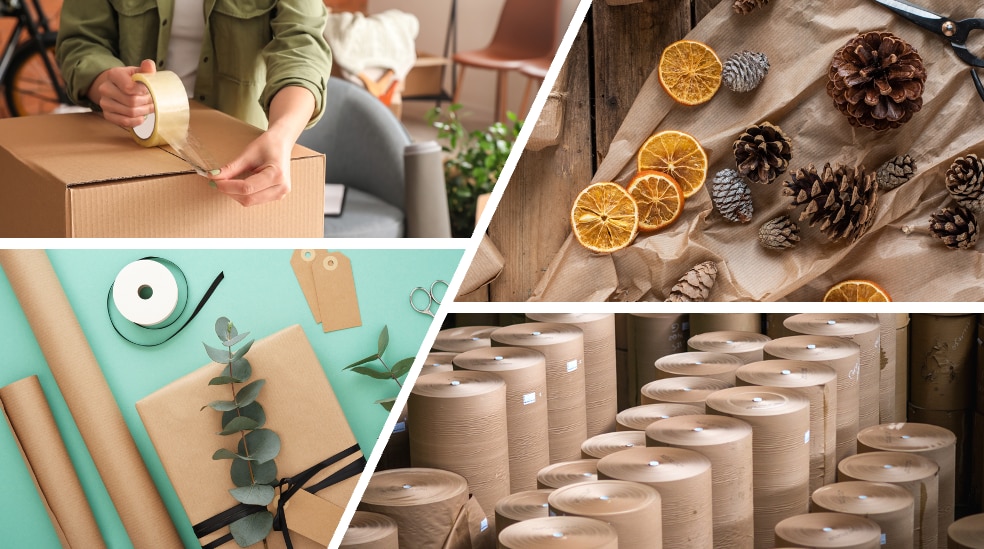 verschiedene Anwendungszwecke für Packpapier